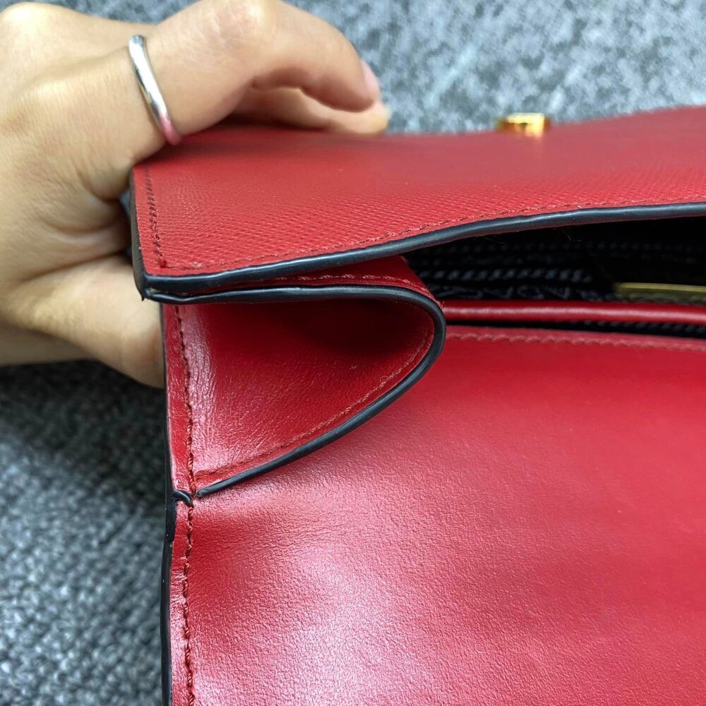 100% Authentic Prada Saffiano Red Leather Crossbody Bag - Picture 13 of 14